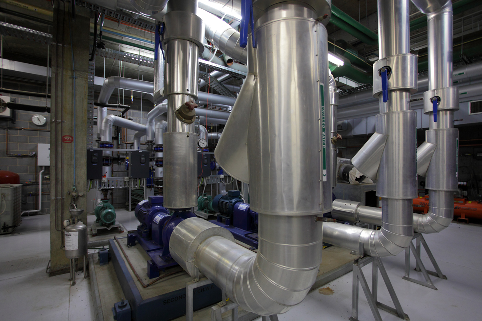 Chilled water pumps plant room